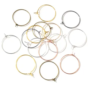 Anneaux en Fer Ronds pour Marque-Verres de Vin Fabrication de Bijoux DIY Cercles de Perlage Créoles Accessoires Métalliques Plaqué Or Argent Noir