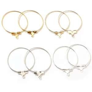 DIY round hoop earring findings in gold and silver metal with pendant holes for jewelry
