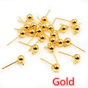 Clous d'oreilles boules dorées avec anneaux pour création de bijoux DIY en vrac