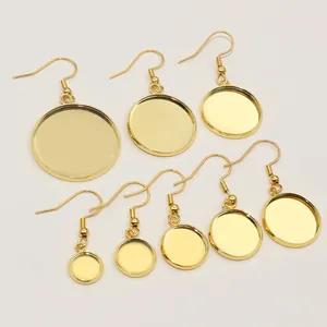 Set de 8 supports boucles d'oreilles ronds dorés en acier inox pour DIY bijoux