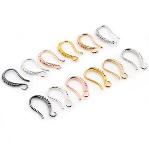 DIY copper earring hooks set with pavé cubic zirconia in gold silver rose gold and gunmetal