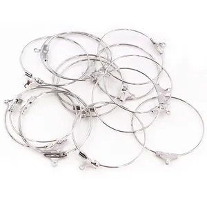 Silver plated metal wine glass charm rings with loop for DIY jewelry making and crafts
