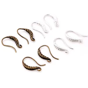Twisted copper earring hooks in bronze and silver plating for DIY jewelry making