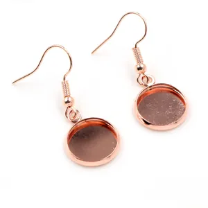 Detail view of 8-20mm rose gold plated round earring base hooks for jewelry making DIY