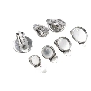 Silver stainless steel clip-on earring bases in multiple sizes for DIY jewelry making