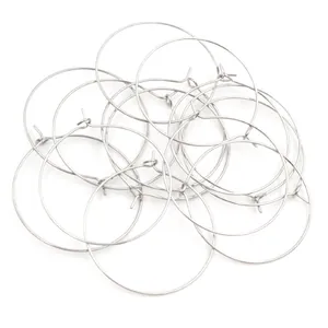 Polished stainless steel round hoop earring loops for DIY jewelry making and bead work