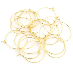 Polished gold stainless steel round hoop earring findings for DIY jewelry making