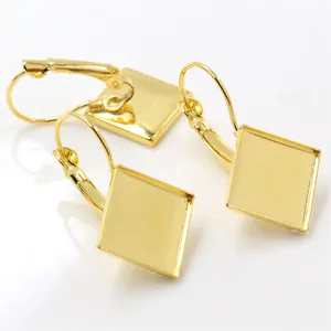 12mm golden square leverback earring hooks for DIY jewelry making accessories