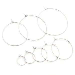 Polished silver stainless steel hoop earrings in 8-piece set with multiple diameter sizes