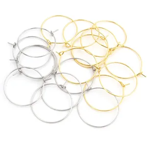 Mixed gold and silver stainless steel hoops with wire loop closure for DIY jewelry making