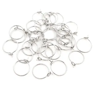 Close-up of bulk stainless steel round hoop earring loops and DIY jewelry components