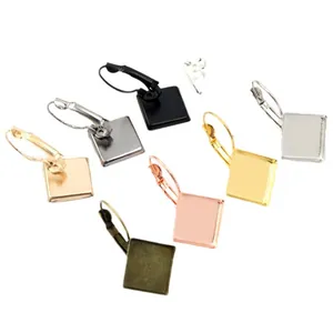 12mm French square leverback earring hooks in various metallic colors for DIY jewelry making