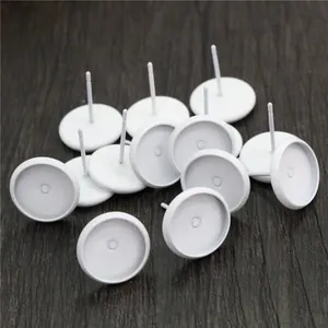 Bulk pack of 20 white matte round tray stud earring bases for DIY jewelry making crafts