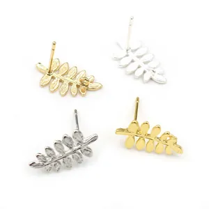 Orecchini a perno a forma di foglia in rame dorato e argentato per accessori gioielli DIY