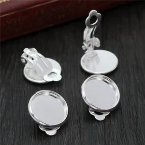 DIY silver-plated 10mm round tray earring clips for non-pierced ears handmade jewelry
