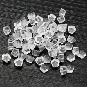 Paquete de cierres de pendientes de silicona transparente con forma de flor pequeña