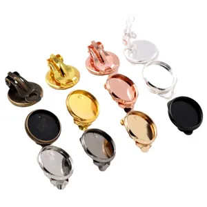 DIY clip-on earring bases in various metal finishes for jewelry making and crafts