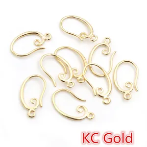Detailed close-up of 19x11mm KC gold copper French earring hooks for DIY jewelry making