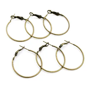 Lot de six crochets d'oreilles créoles en bronze antique pour création bijoux DIY