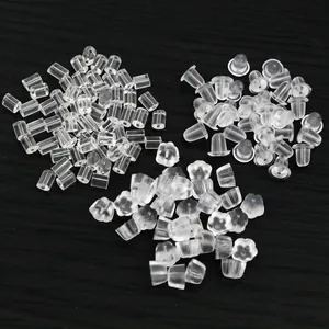 Topes Traseros para Pendientes de Plástico Suave Transparente Forma de Flor Bala DIY Fornituras de Joyería Tuercas