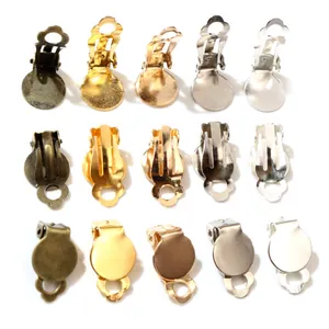 Eco-friendly 10mm flat tray clip-on earring converters in five distinct metal finishes