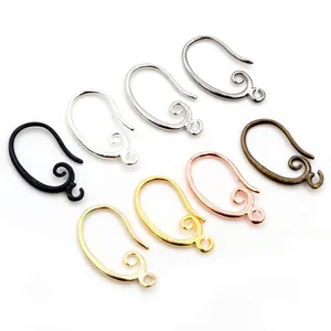 DIY copper ear hooks in assorted metallic colors with elegant leaf pattern engraving