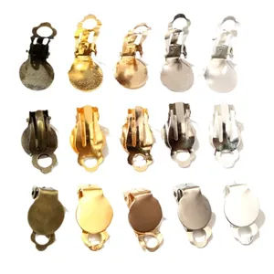 10mm flat tray clip-on earring converters for DIY jewelry in five metal colors