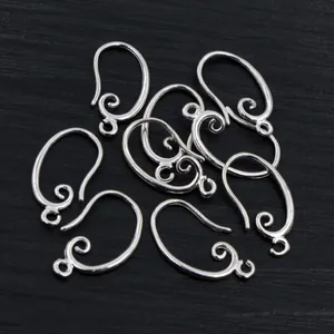 Silver copper earring hooks with elegant scroll design for DIY jewelry making