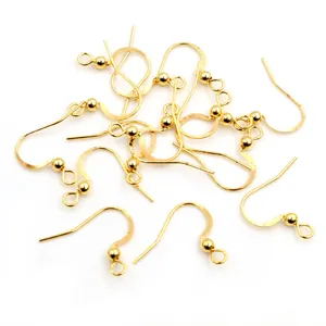 Pack of 19x18mm golden copper fishhook earrings with ball beads for DIY jewelry making