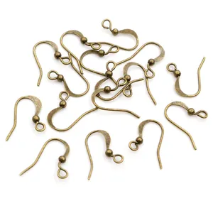 Bulk antique bronze DIY earring hooks with beads for handmade jewelry making accessories