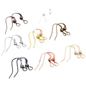 Pack of 100 copper ear hooks with beads in various plating colors for DIY jewelry making