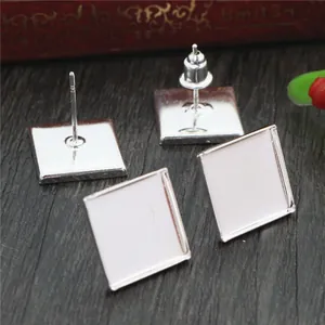 12mm square stainless steel earring posts studs blanks for DIY jewelry making