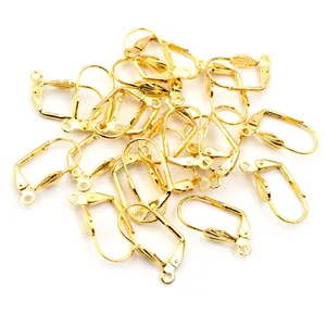 Bulk pack of 17x11mm golden copper lever-back earring hooks for DIY jewelry making