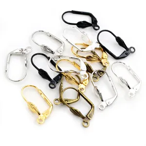 Mix of 17x11mm lever back earring hooks in gold, silver, bronze and black finishes