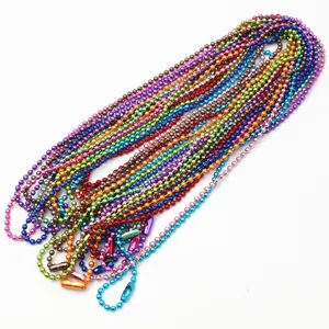 Vibrant 65cm colorful metal ball chains with connectors for DIY jewelry and keychains