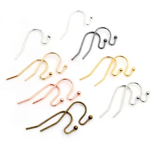 Copper Ball Head Ear Hooks For DIY Earring Making S Shape Fish Hook Jewelry Findings French Style Earwire Accessories