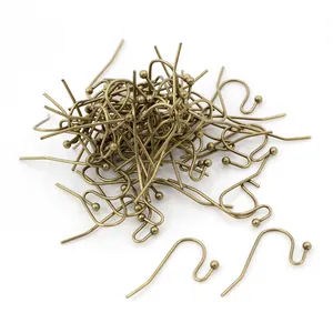 Bulk pack of 100 S-shaped antique bronze ear hooks with ball ends for DIY jewelry making