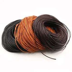 Genuine round leather cord in black, tan and dark brown colors for DIY jewelry making