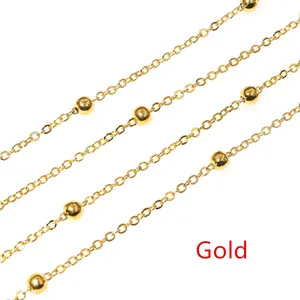 Golden satellite chain with 3.5mm beads for DIY hair ornaments and jewelry making