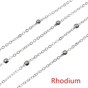 Macro detail of 3.5mm rhodium-plated bead chain for handmade hair accessory DIY projects