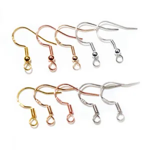 Copper Earring Hooks For Jewelry Making DIY Earring Findings Gold Silver Rose Gold Plated Fish Hook Earwire With Ball And Coil 925 Stamped