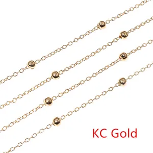 Detailed close-up of 3.5mm KC Gold beaded tassel chains for DIY jewelry making