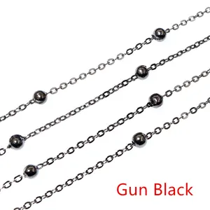 Macro shot of 3.5mm gun black bead chains for DIY jewelry making and hair accessories