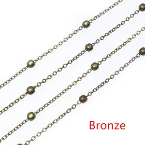 Retro 3.5mm bronze beaded fringe chain for DIY ancient style hairpins and jewelry making