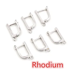 Lot de 6 crochets d'oreilles en cuivre rhodié avec levier et anneau ouvert pour création bijoux