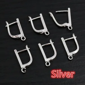 Détail de 6 crochets d'oreilles en cuivre argenté 17x10mm pour création de bijoux DIY