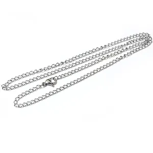 50cm silver stainless steel cable chain necklace with lobster clasp for DIY jewelry