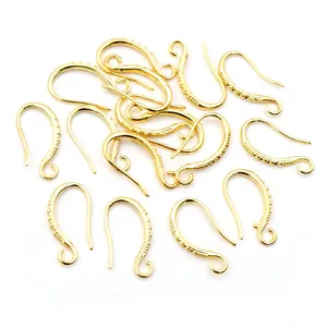 19x10mm vergoldete S925 Sterling Silber Ohrhaken mit Strukturperlen für DIY-Schmuckherstellung