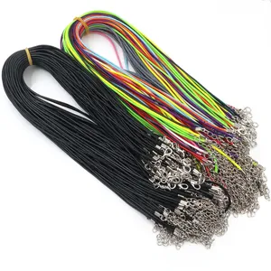 Cordón para Collar de Cera Redondo Con Cierre de Langosta de Aleación y Cadena de Extensión para Creación de Joyas DIY Negro Colores Mixtos