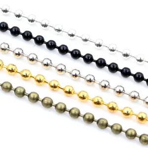 Polished multi-color metal ball chains for DIY jewelry making in silver gold and black
